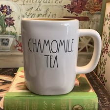 RAE DUNN~”Chamomile Tea” Large Mug~Holds 18 Oz~White/Black Writing~FREE SHIP~