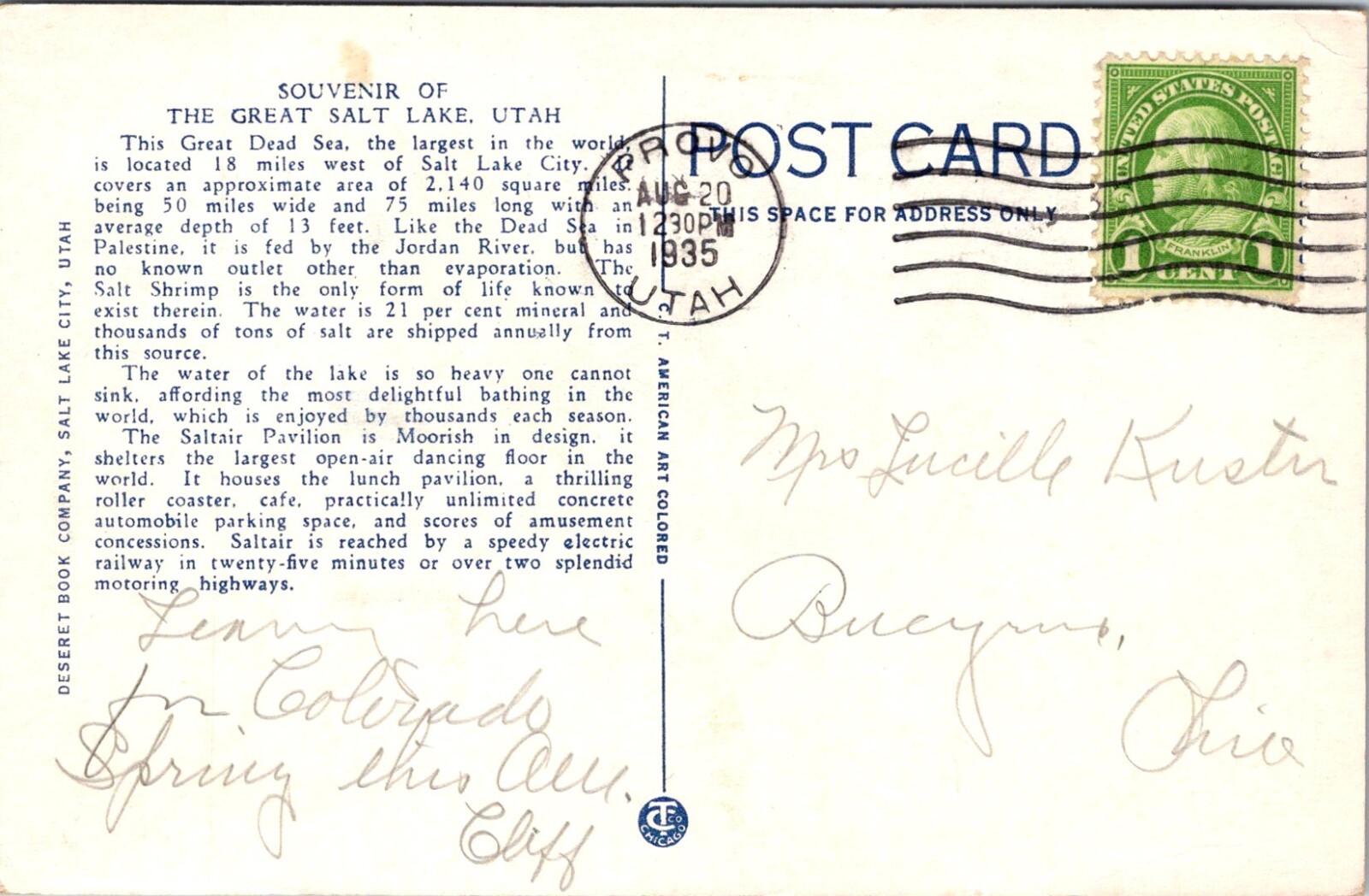 Salt Lake City Utah UT Saltair Pavilion Lake Swimmers Roller Coaster