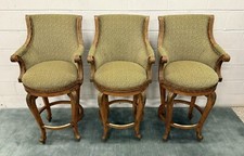 3 Ferguson Copeland “Venetian” Provincial Swivel Counter Chairs in Olive/Black