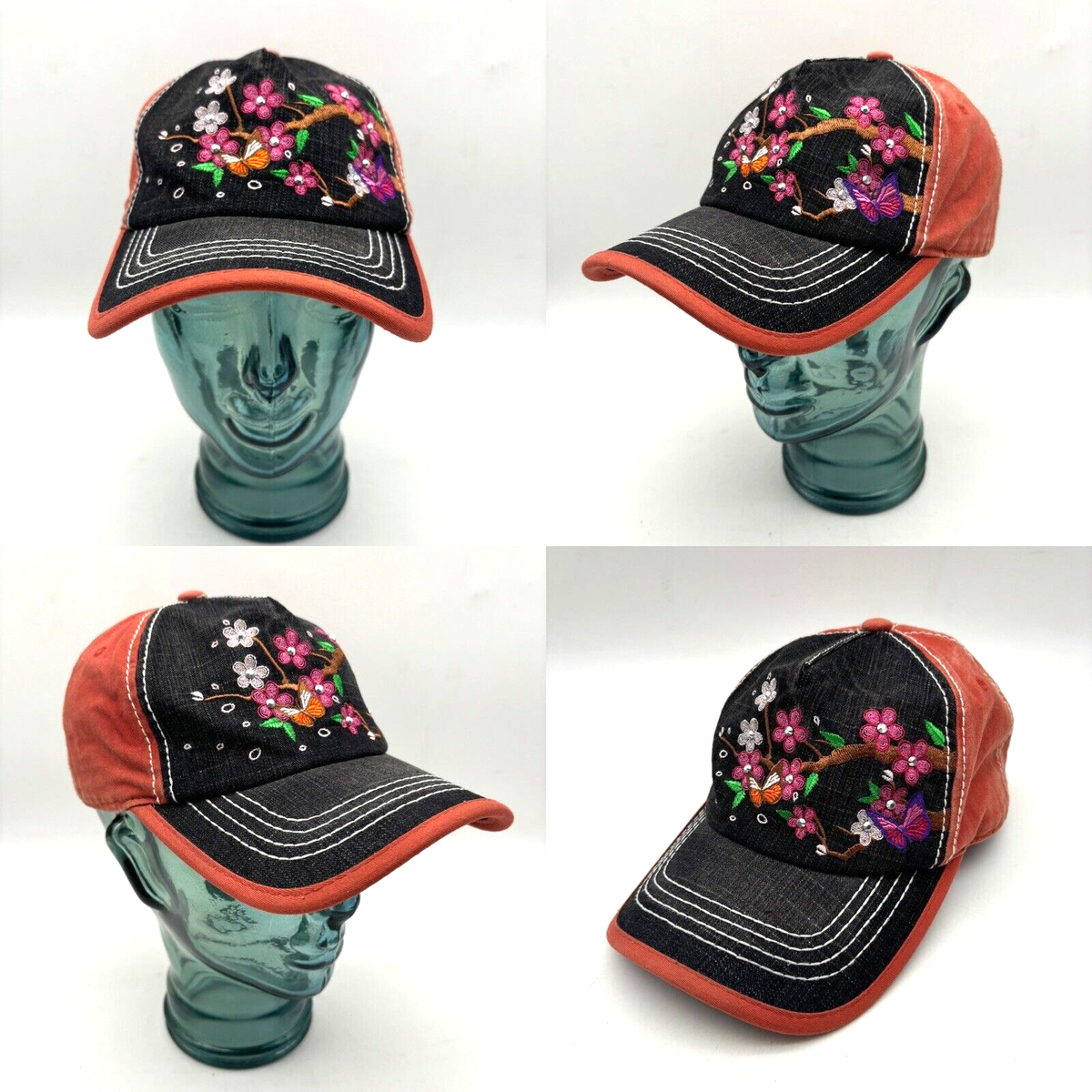 Embroidered Denim Cap with Red Floral Design Denim Tears: The Cotton Wreath Cap (Red) | DSML E-SHOP main image 4