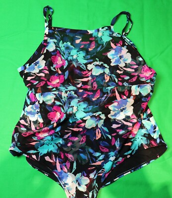 Time and Tru Floral Swimdress Top 26W 3X (24W-26W) (b669)