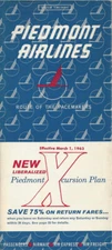 Piedmont Airlines system timetable 3/1/63 [0112] Buy 4+ save 25%