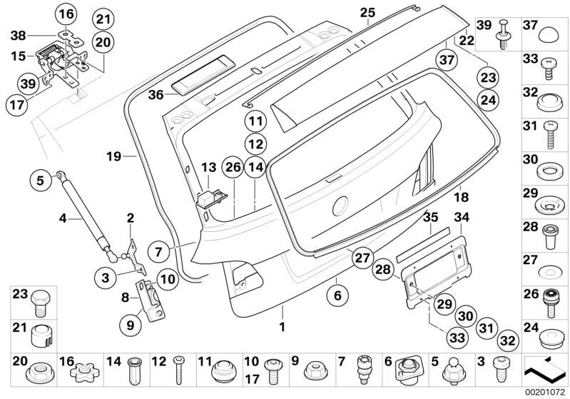 BMW Genuine Trunk Lid Gas Pressurized Spring For 5 Series E61 