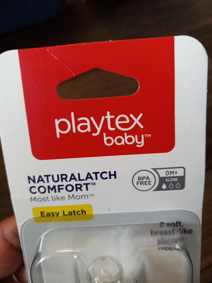 Nuevo paquete de 2 pezones de silicona lentos Playtex Baby Naturatch Comfort Easy Latch OM+ Foto 3 de 4