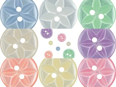 CROWN Star Buttons Baby Childrens 12 colours Sizes 11.5mm 14mm 16mm