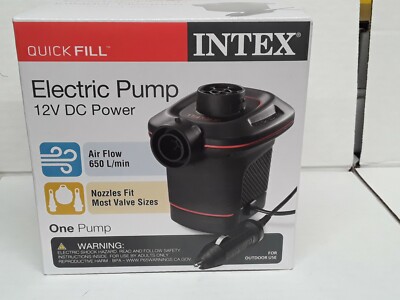  Air Pump 12 V DC Power 3 assorted nozzles , raft, mattress, pool float, camping