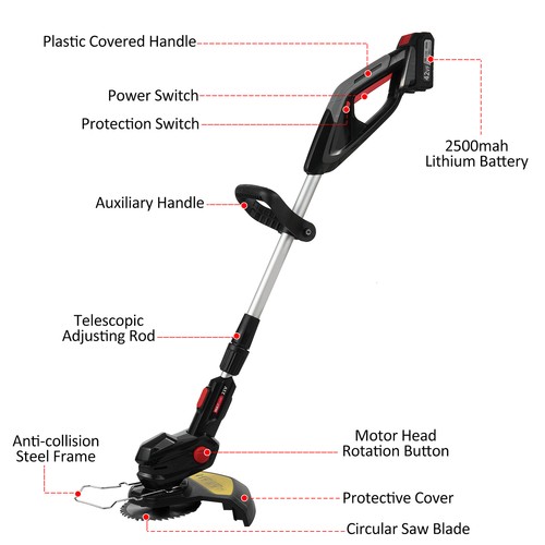 6-7'' Electric Weed Eater Lawn Trimmer Weed Wacker +3 Types Blades 2500mA D9C9 - Picture 4 of 11