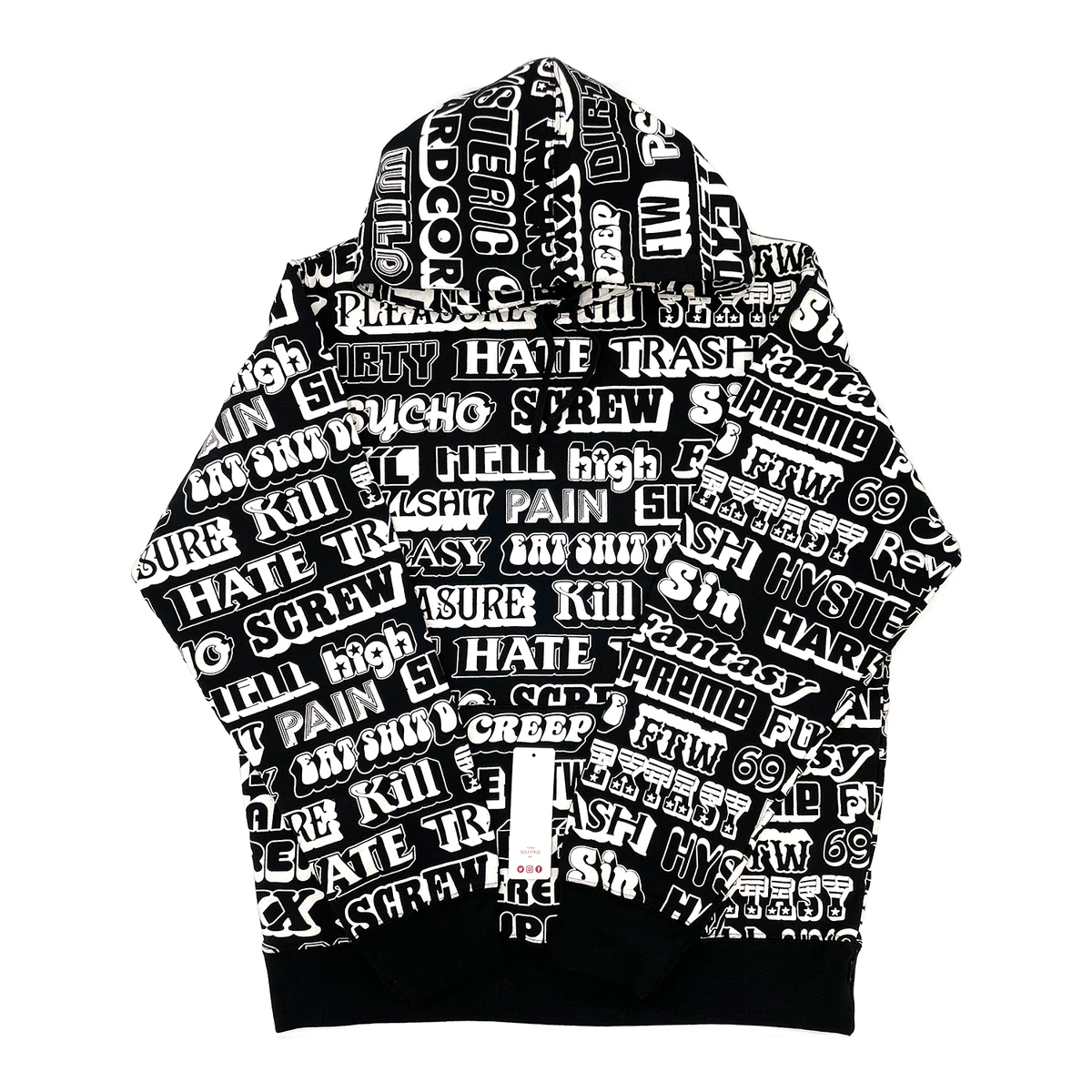 Supreme Hysteric Glamour Text Hoodie Black FW17SW37 Men's Size XL