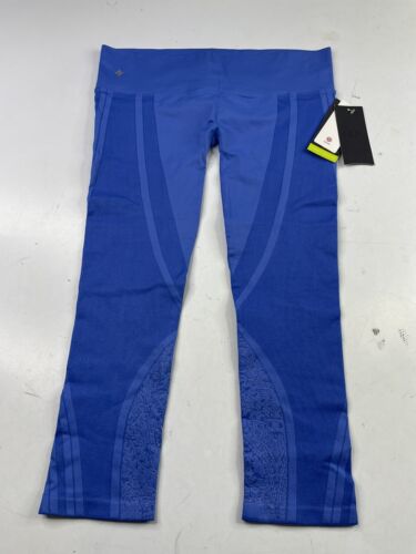 NWT Peach By Nux Ava Capri Premium Fitness Leggings Blue Womens XL Compression