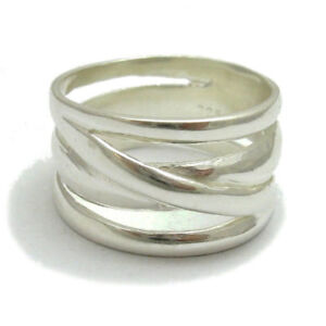 Genuine sterling silver ring plain band solid hallmarked 925 14mm wide R001911