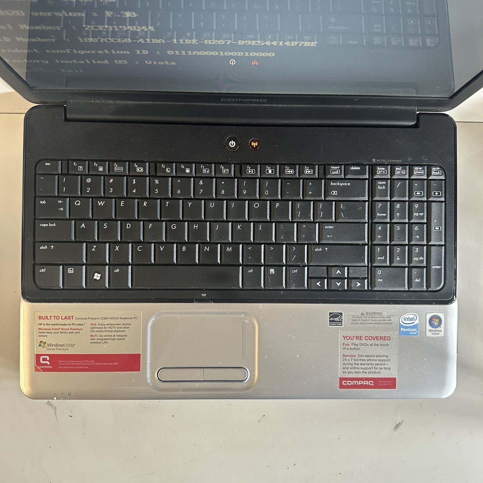 15.6” Compaq Presario CQ60-420US Pentium Dual Core 2GHz 3GB RAM NO HDD - Picture 3 of 9