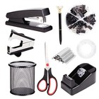 Black Desk Accessories Office Supplies Set With Stapler Tape Dispenser Staple Re