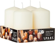 SPAAS (4 PACK) Unscented Pillar Candle 50/80mm - 18 Hours Quality Paraffin White