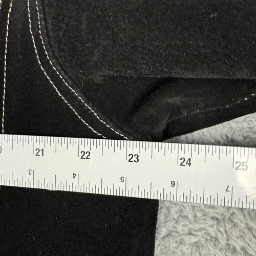 26 Red Vintage Suede Jacket Men's M Black Leather Collared Front Zip Long Sleeve - Picture 7 of 16