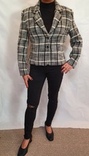 Michael Ambers Black& White Tweed 98% Wool Smart Workwearjacket Size Uk 12 New