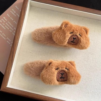 1Pc/Pair Elegant Plush Hairpins Kawaii Capybara Scrunchies Wash Face Wrist S W D