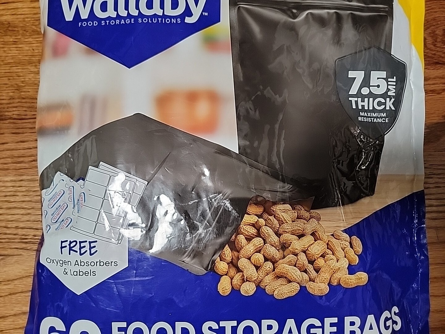 (60) Wallaby Gallon Mylar Bags 7.5 mil Food Storage with 400cc Oxygen