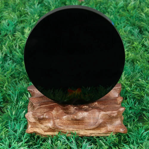 60-200MM Black Obsidian Scrying Mirror Crystal Gemstone Mineral Specimens Stone - Picture 3 of 6