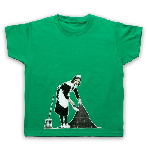 BANKSY MAID UNOFFICIAL GRAFFITI STREET ART PRINT ARTIST KIDS CHILDS T-SHIRT - Picture 3 of 20