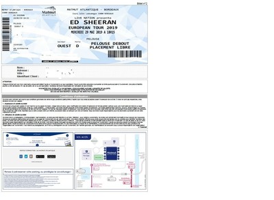 Billet Concert Ed Sheeran A Bordeaux Stade Matmut Atlantique Ebay