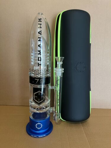 Tubo acqua vetro calibro 16" BLU NUOVO BLU doppia turbina Perc Hookah made in American - Foto 3 di 8