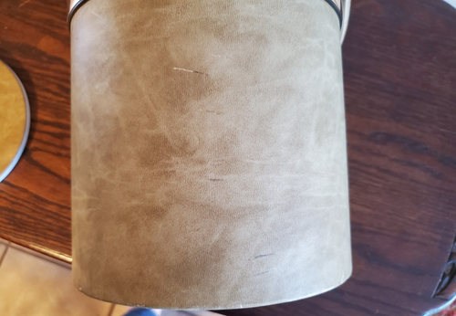 Vintage  Ice Bucket MCM Faux Leather Tall Vinyl Gold Band - Picture 10 of 13