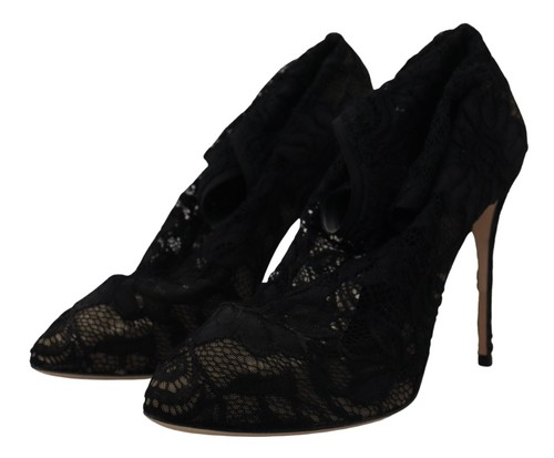 DOLCE & GABBANA Shoes Black Stretch Socks Taormina Lace Boots EU36/US5.5 980usd - Picture 3 of 10