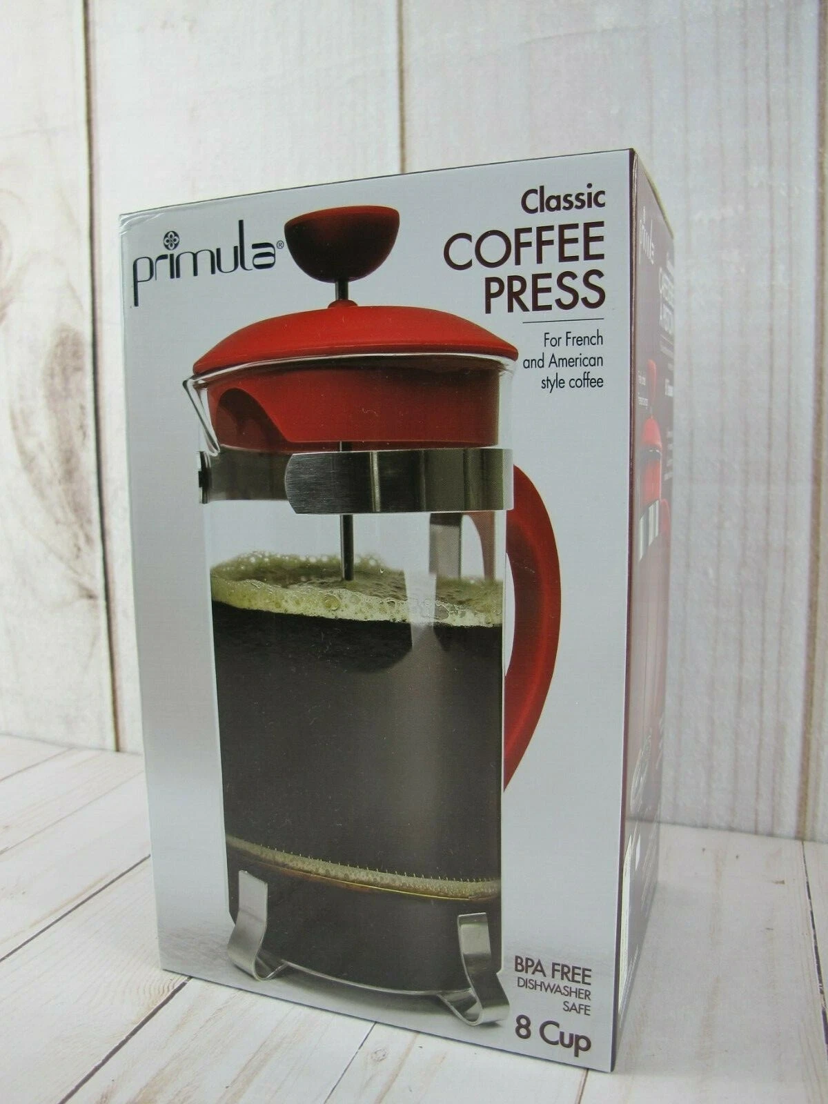 Primula Classic 8 Cup Coffee Press Red ~ New in Box