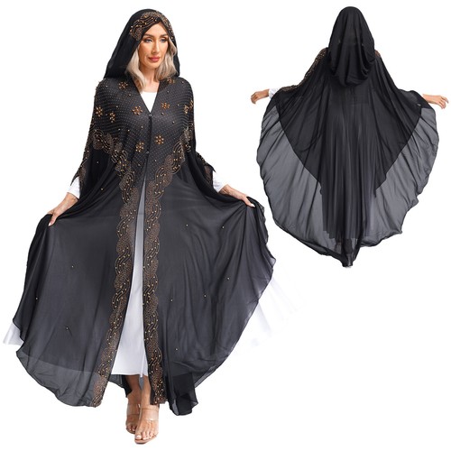 Women's Poncho Sheer Dresses Turkish Cloak Middle Eastern Cardigan African Arab - 第 54/70 張圖片