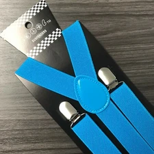 Light Blue Suspender for Adults Men Women Teens Wedding Formal Adjustable (US)