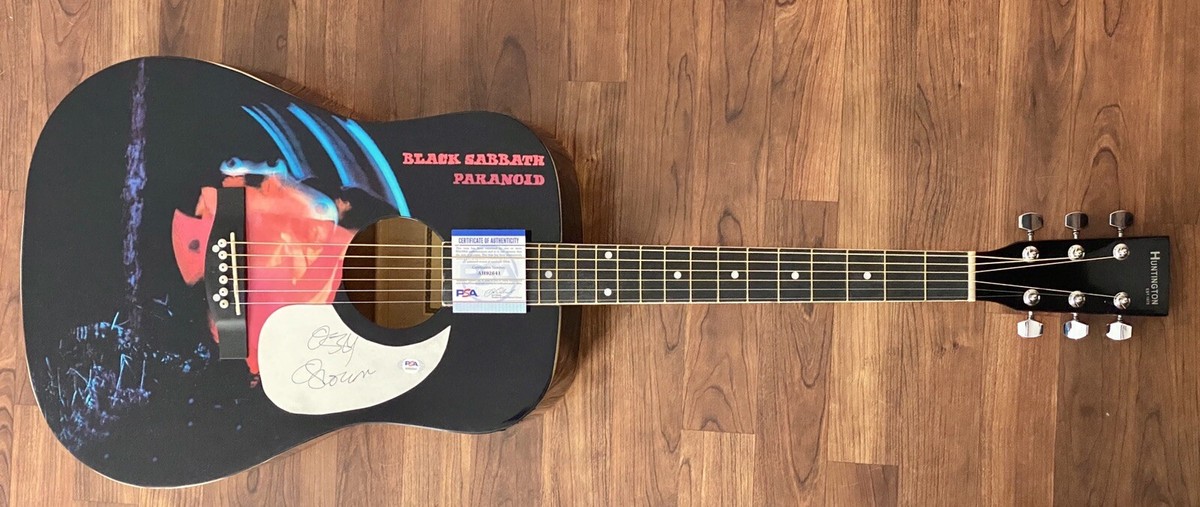 Ozzy Osbourne Signed Guitar Custom Graphics 1/1 PSA COA Black
