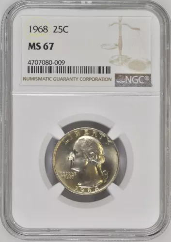 1968 25C Washington Quarter Dollar NGC MS67         4707080-009