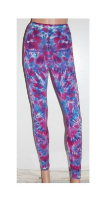 Tie Dye Cotton Leggings | Psychedelic Purple Blue Blotter | Handmade | Colorful