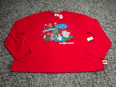 NEW Disney Shirt Womens 2X 2XL Red Alice In Wonderland Peter Pan Christmas WDW