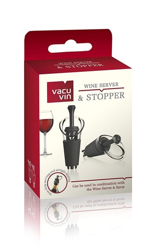 Vacu Vin Wine Vacuum Bottle Saver and Server Stoppers Black 2pk - Picture 2 of 4