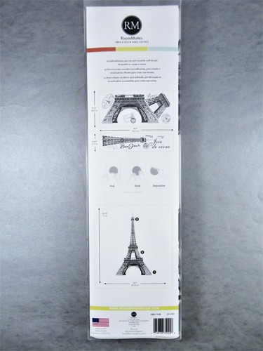 RoomMates Peel Stick Wall Decals Paris Theme Large Eiffel Tower 13 Pc Removable - Picture 7 of 13