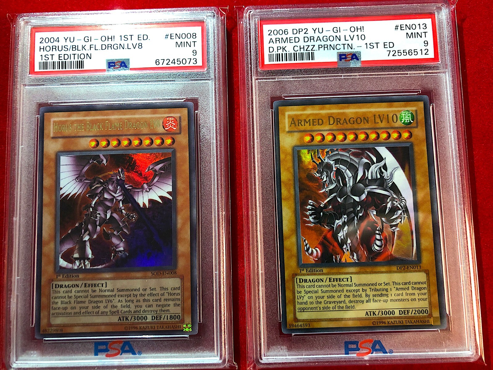 Yugioh - Horus lv 8 SOD-EN008 / Armed Dragon lv 10 - 1ª Edición PSA 9 SET