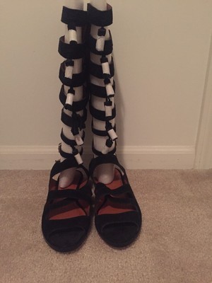 black fringe gladiator sandals