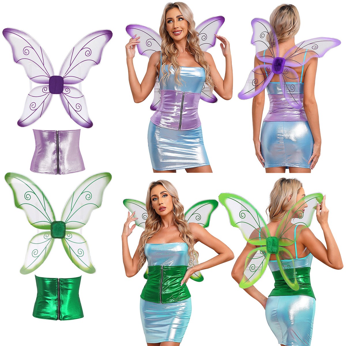 2Pcs Foldable Wing Dress Up Fairy Costumes Carnivals Stage Performance  Plastic | eBay