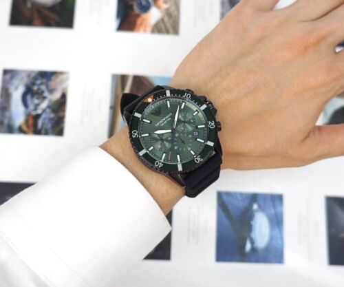 EMPORIO ARMANI Men’s Green Black Silicone and Steel Chronograph Watch AR11463 - Picture 2 of 4