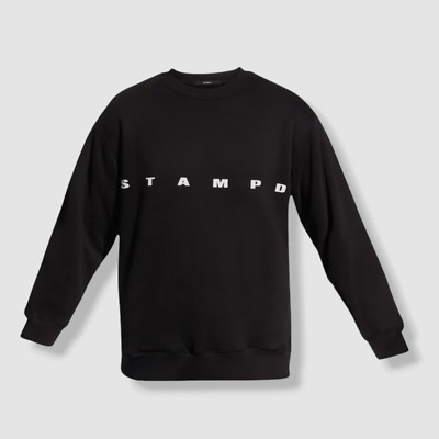 $240 Stampd Men's Black Technical Logo Crew Sweatshirt Sweater Size XL