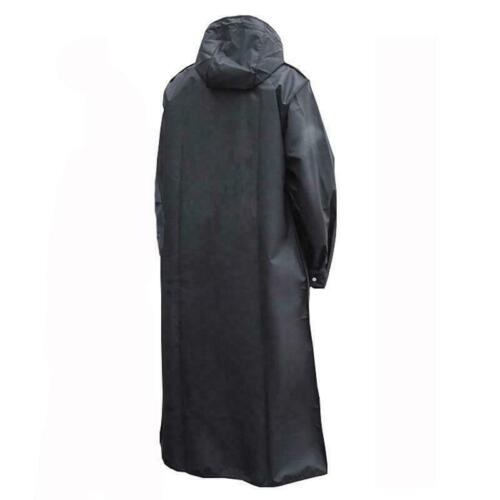 Men Black Waterproof Long Raincoat Rain Coat Hooded Trench Jacket Outdoor Hiking - Picture 10 of 13