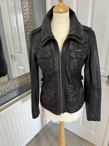Ladies Size S / Small 100% Leather Superdry Jacket / Coat