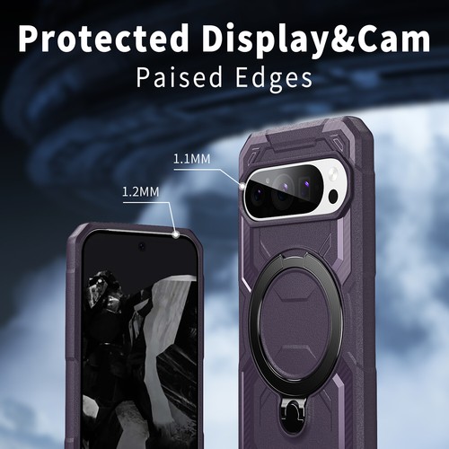 Funda rígida híbrida a prueba de golpes con soporte de anillo magnético para Google Pixel 9 Pro XL/9 Pro/9 - Imagen 43 de 54