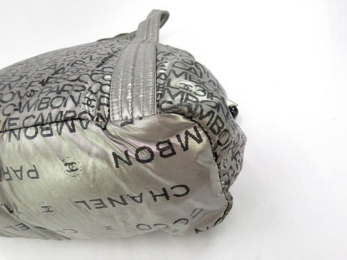 Auth CHANEL 31 RUE CAMBON Graphic Silver Nylon Tote Bag Purse #61236 - Picture 10 of 20