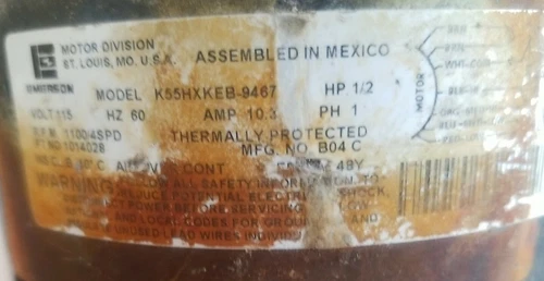 EMERSON K55HXKEB-9467 Blower Motor 115V 1/2HP 1100RPM 4SPD 1014028 1b=16
