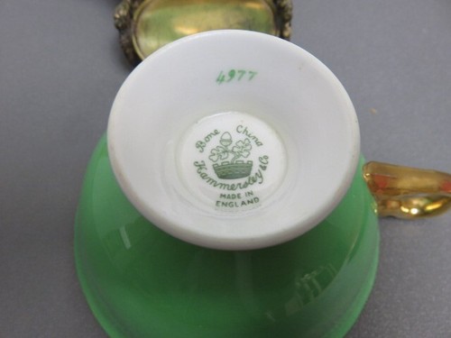 Hammersley Nüsse Obsttasse und Untertasse mit Fuß smaragdgrün weite Öffnung - Bild 4 von 5