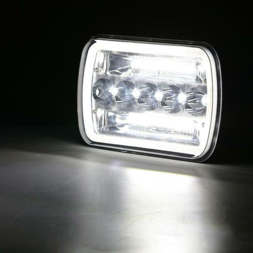 7x6" 5X7" LED Headlights DRL & H4 Harness Kit For Jeep Wrangler YJ Cherokee XJ - Picture 8 of 12