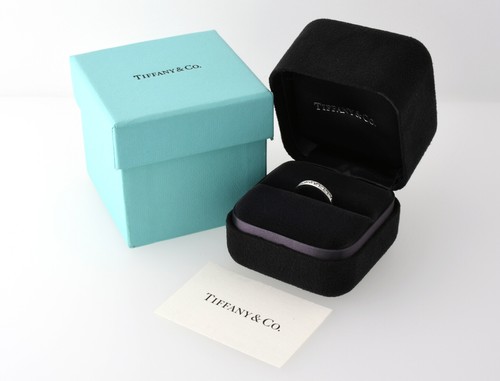 Tiffany & Co. Pt950 Diamond Wedding Band Ring #46 US Size 3.75 4.4grams w/Box - 第 3/7 張圖片