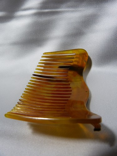 Kamm Tiara Diadem Antik Gebogen Aus Horn Mit Strasslinie Dekor - Picture 9 of 22